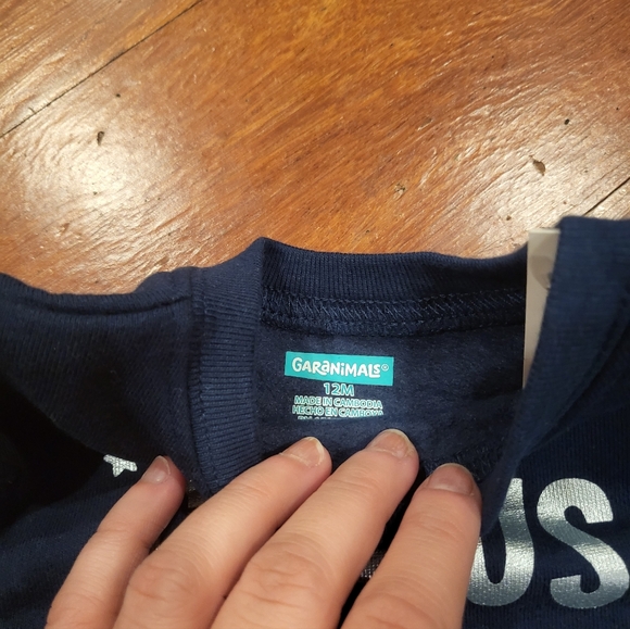3/$12 NWTBaby Boy Navy Blue Fleece 'Genius In The Making' Sweatshirt Size 12mos - Picture 4 of 5